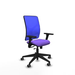 PIQUERAS Y CRESPO Silla de oficina Motilla con mecanismo Sincro/Traslack, Tela Lila y Malla Azul