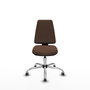 Silla de oficina Elche con mecanismo Asincro tapizada con Tela color Marrón oscuro. Equipada con Base cromada, Sin brazos y Ruedas 65 mm parqué