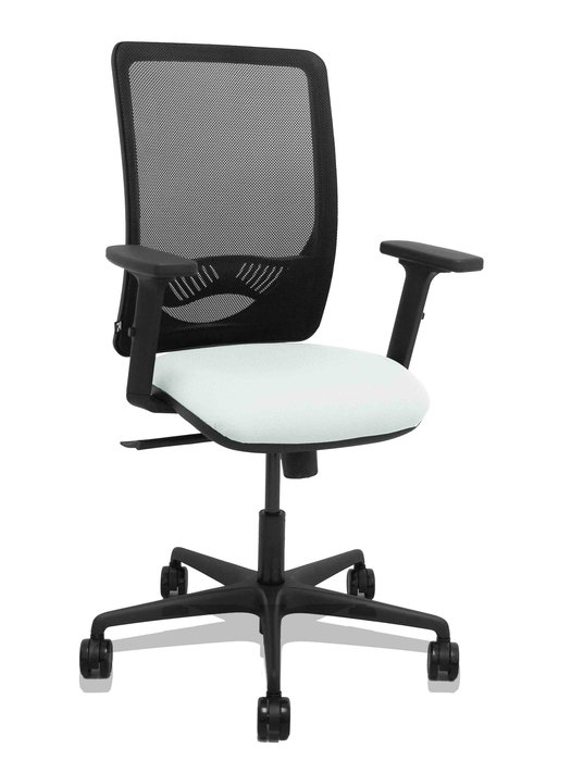 Silla de oficina Zulema con mecanismo Sincro tapizada con Tela color Blanco y malla color Negro. Equipada con lumbar 1D, Brazos 2D y Ruedas 65mm nailon Silla de oficina Zulema con mecanismo Sincro tapizada con Tela color Blanco y malla color Negro. Equipada con lumbar 1D, Brazos 2D y Ruedas 65mm nailon