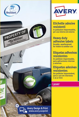 Avery Etiquetas de Poliéster Blanco para Láser 99,1x42,3 mm