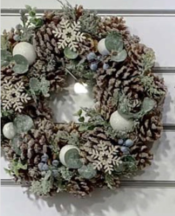 DKD Home Decor Bola de Decoración Piñas Nevado Marrón 14x14x14 cm