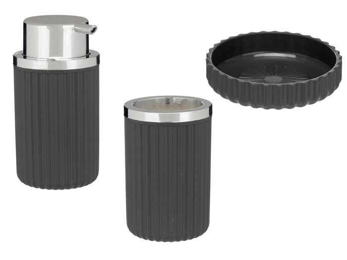 Berilo Set Baño 3 Piezas Antracita 10x16x15 cm (Set de 12)