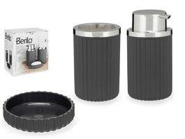 Berilo Set Baño 3 Piezas Antracita 10x16x15 cm (Set de 12)