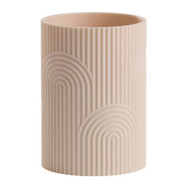 Day Vaso de Plástico ABS con Relieve, Diámetro 7.5 cm Altura 11 cm, Colores Surtidos (Beige, Gris)