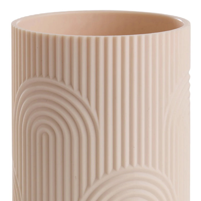 Day Vaso de Plástico ABS con Relieve, Diámetro 7.5 cm Altura 11 cm, Colores Surtidos (Beige, Gris)