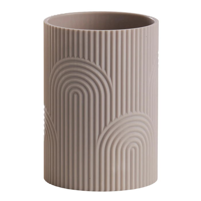 Day Vaso de Plástico ABS con Relieve, Diámetro 7.5 cm Altura 11 cm, Colores Surtidos (Beige, Gris)