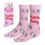 Hello Kitty Calcetines Rosa Talla 36-41 Licencia Oficial con Estampado del Rostro y Texto Bordado, 1 Par