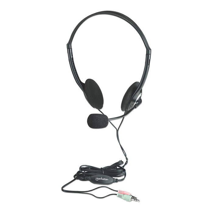 MANHATTAN Headset Stereo Negro, Plata MANHATTAN Headset Stereo Negro, Plata