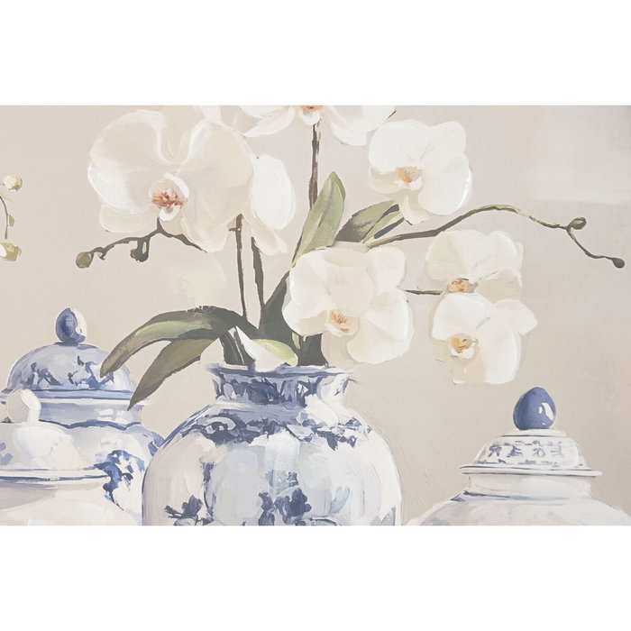 DKD Home Decor Cuadro Lienzo Jarrones y Orquídeas 122,5x82,5 cm (Pack de 2)