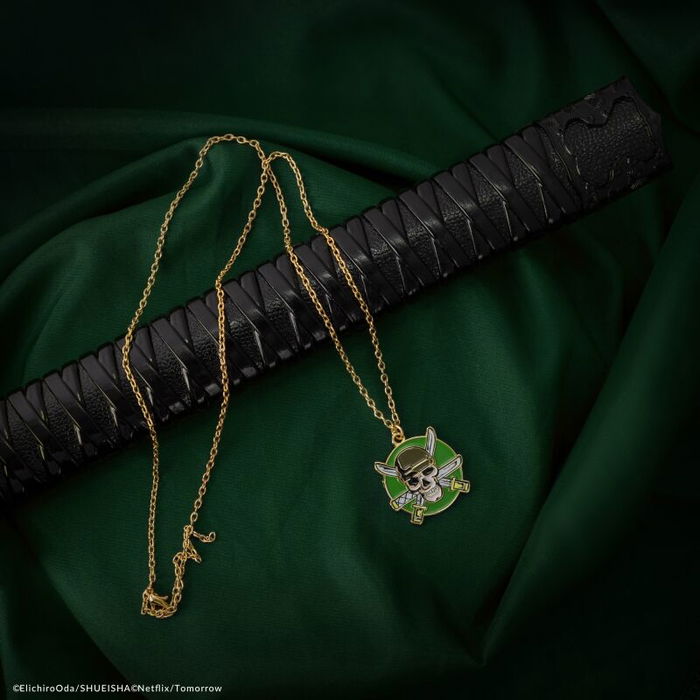 Cinereplicas Collar One Piece Roronoa Zoro en Aleación de Zinc - Cadena 70 cm, Colgante 2.6 cm