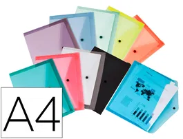 Liderpapel Carpeta Dossier con Broche, Transparente, DIN A4, Paquete de 12 Unidades, Colores Surtidos, Polipropileno 180 micras, Capacidad 50 Hojas