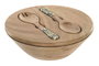 DKD Home Decor Set de 3 Ensaladeras Olivo Verde y Natural con Mango y Resina