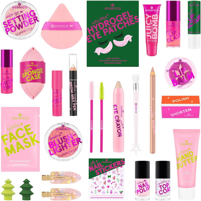 Essence Calendario de Adviento Navideño con 24 Piezas de Maquillaje y Accesorios Festivos