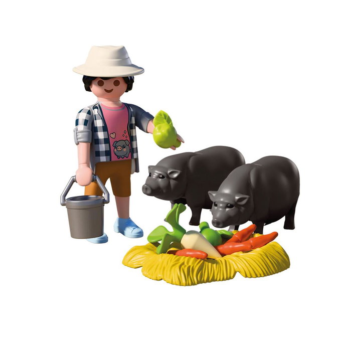 PLAYMOBIL Granjero con Cerdito Panzón 72171