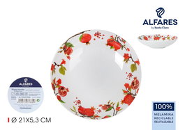 Alfares Plato Hondo Granadas Melamine 21 cm de Diámetro x 5.3 cm de Alto (24 Unidades)