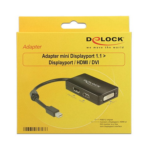 DeLOCK Adaptador Mini DisplayPort a DisplayPort + HDMI + DVI Negro DeLOCK Adaptador Mini DisplayPort a DisplayPort + HDMI + DVI Negro