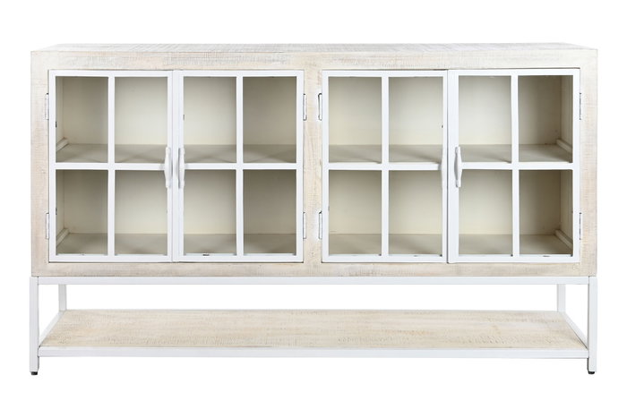 DKD Home Decor Buffet de Mango y Metal Blanco Decapé DKD Home Decor Buffet de Mango y Metal Blanco Decapé