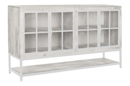 DKD Home Decor Buffet de Mango y Metal Blanco Decapé