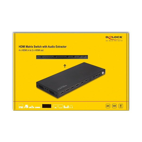 DeLOCK Conmutador de matriz HDMI 4x2 4K 60Hz con extractor de audio DeLOCK Conmutador de matriz HDMI 4x2 4K 60Hz con extractor de audio