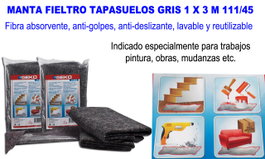 Manta fieltro Tapasuelos gris 1 x 3 m 111/45
