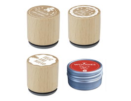 Innspiro Kit 3 Sellos Madera y 1 Tinta Rojo 'Navidad Regalos y Compartir'