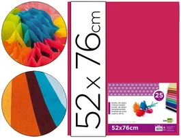 Liderpapel Papel de seda rosa fuerte 52x76 cm 18 gr paquete de 25 hojas