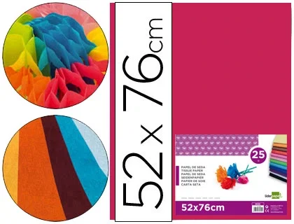Liderpapel Papel de seda rosa fuerte 52x76 cm 18 gr paquete de 25 hojas Liderpapel Papel de seda rosa fuerte 52x76 cm 18 gr paquete de 25 hojas