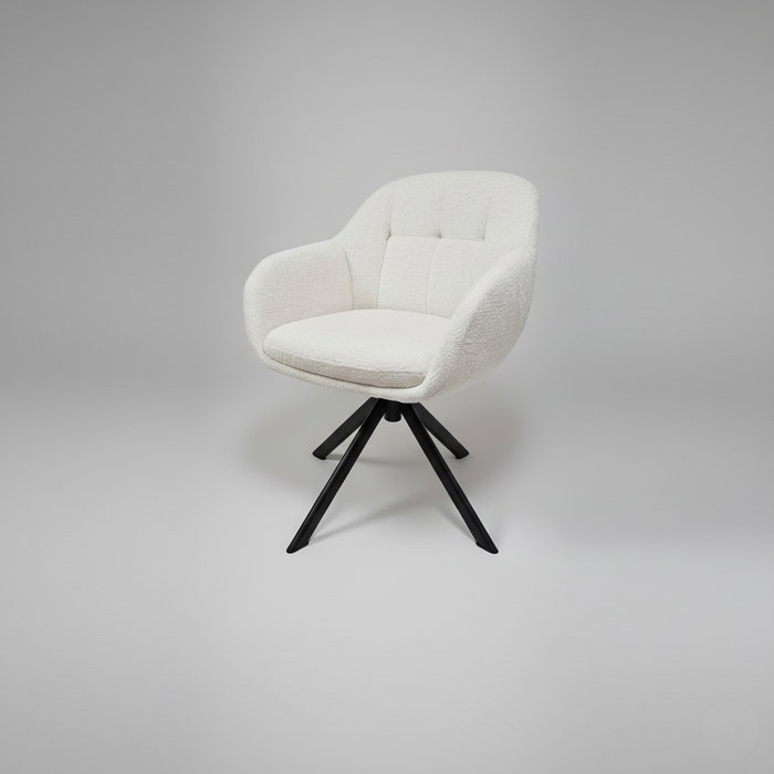 BORDECOR Silla Ain Blanco con Base Metálica Negra