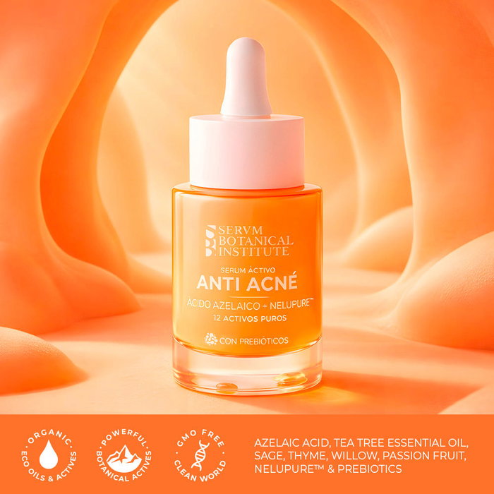 Servm Botanical Institute Sérum Activo Antiacné 30 ml con Ácido Azelaico + Nelupure™ y 12 Ingredientes Puros