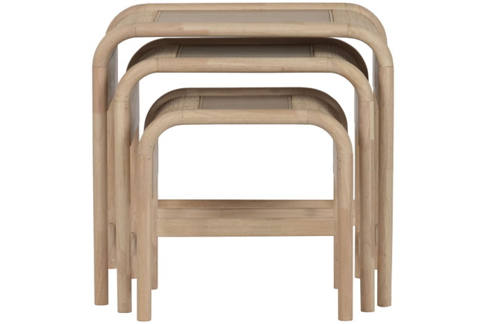DKD Home Decor Set de 3 Mesitas Auxiliares Ceiba Tropical de Abeto y Ratán Natural DKD Home Decor Set de 3 Mesitas Auxiliares Ceiba Tropical de Abeto y Ratán Natural
