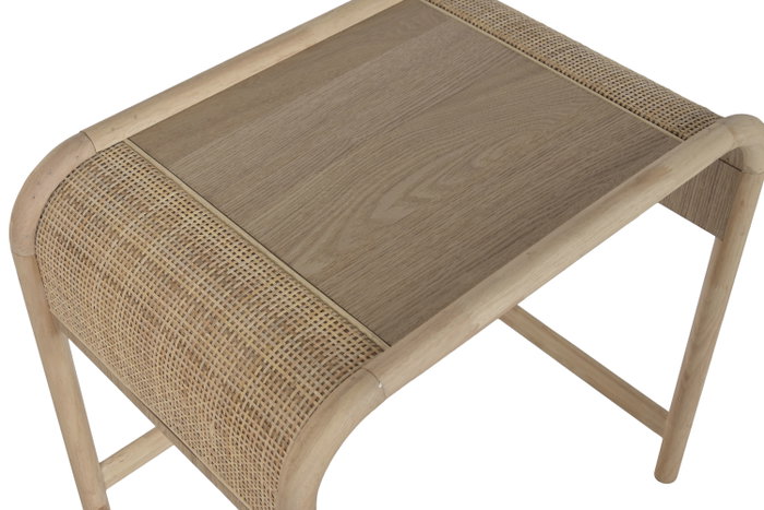 DKD Home Decor Set de 3 Mesitas Auxiliares Ceiba Tropical de Abeto y Ratán Natural DKD Home Decor Set de 3 Mesitas Auxiliares Ceiba Tropical de Abeto y Ratán Natural