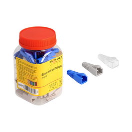 DeLOCK Juego de 50 Alivios de Tensión Cortables para RJ45 Macho (Azul, Transparente, Blanco)
