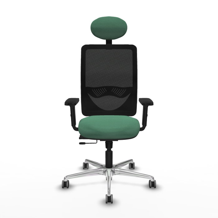 PIQUERAS Y CRESPO Silla de oficina Zulema con mecanismo Sincro/Traslack, Verde esmeralda y Negro