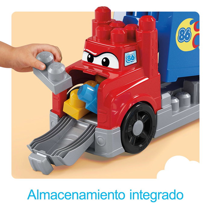 Mega Bloks Camión de Carreras y Construcción para Bebés con 2 Coches, +12 Meses