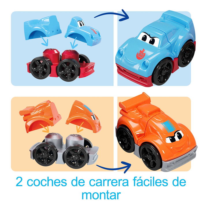 Mega Bloks Camión de Carreras y Construcción para Bebés con 2 Coches, +12 Meses