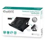 Ewent EW1258 Base de Enfriamiento y Soporte Plegable para Portátil Hasta 17", con 1 Ventilador Silencioso de 1000 RPM y 2 Puertos USB, Color Negro