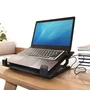 Ewent EW1258 Base de Enfriamiento y Soporte Plegable para Portátil Hasta 17", con 1 Ventilador Silencioso de 1000 RPM y 2 Puertos USB, Color Negro