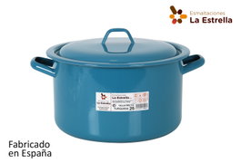 La Estrella Olla Recta con Tapa 26 cm - Turquesa, Capacidad 9.8L, Diámetro 26 cm x Alto 16.6 cm, Acero Esmaltado (4 Unidades)