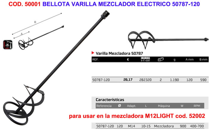 BELLOTA Varilla Mezclador Eléctrico 50787-120 BELLOTA Varilla Mezclador Eléctrico 50787-120
