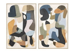 DKD Home Decor Set de 2 Cuadros Modernos en Lienzo 80x120 cm Multicolor