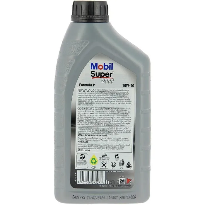 Mobil S2000 10W40 Formula-P Bidón Aceite de Motor 1L 4 Estaciones Mobil S2000 10W40 Formula-P Bidón Aceite de Motor 1L 4 Estaciones