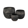 Ixia Macetero Negro de Magnesio para Decoración 47 x 47 x 38,5 cm (Pack de 3)