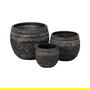S/3 Macetero Negro Magnesio Decoración 47 X 47 X 38,50 cm