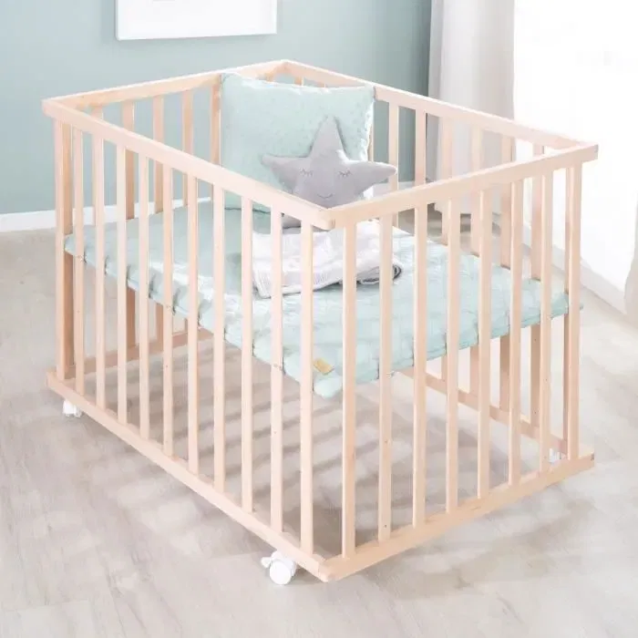 Roba Parque infantil ROB1691002933064 75 x 100 cm Colchoneta Verde Mate Madera Natural