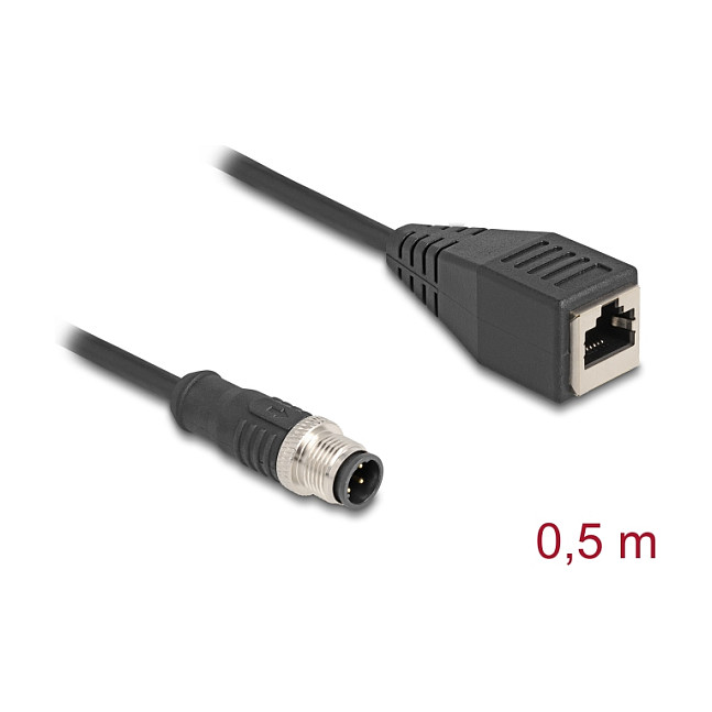 DeLOCK Cable M12 codificado D 4 pin macho a RJ45 hembra 0,5 m Negro DeLOCK Cable M12 codificado D 4 pin macho a RJ45 hembra 0,5 m Negro