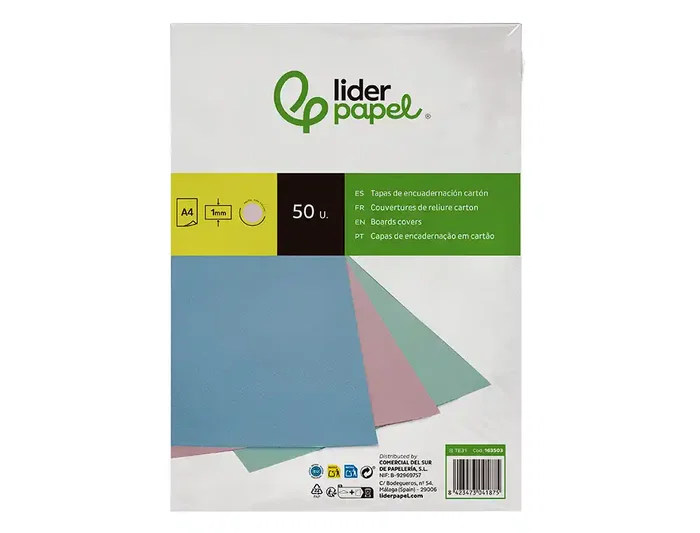 Liderpapel Tapa Encuadernacion Carton A4 1 mm Rosa Paquete de 50 Unidades