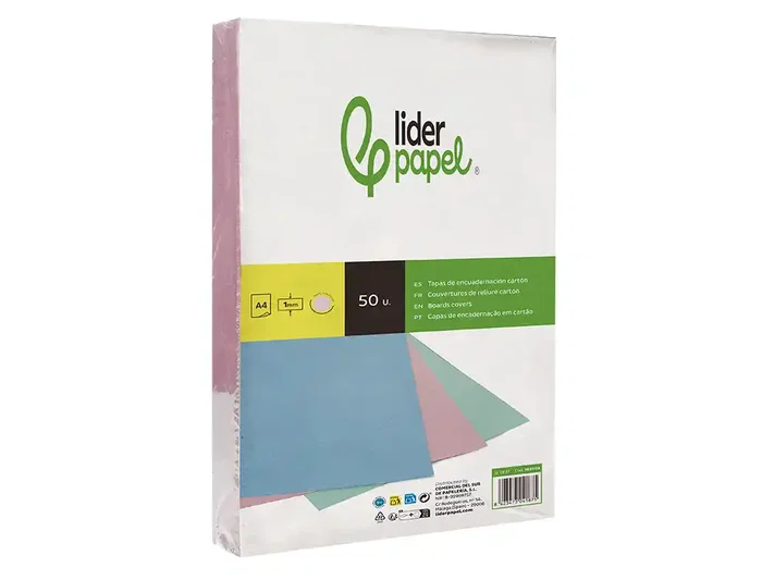 Liderpapel Tapa Encuadernacion Carton A4 1 mm Rosa Paquete de 50 Unidades