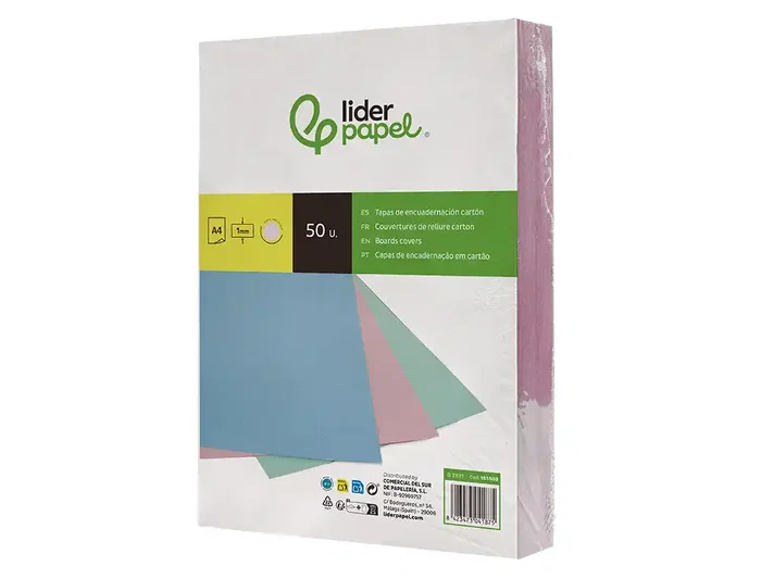 Liderpapel Tapa Encuadernacion Carton A4 1 mm Rosa Paquete de 50 Unidades
