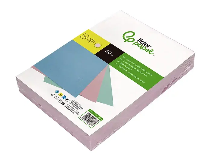 Liderpapel Tapa Encuadernacion Carton A4 1 mm Rosa Paquete de 50 Unidades
