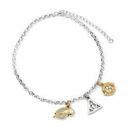 THE CARAT SHOP Pulsera Plateada Harry Potter Tornero del Tiempo Reliquias Muerte Snitch Dorada Zinc